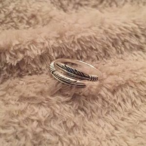 Silver Feather Ring Size 8